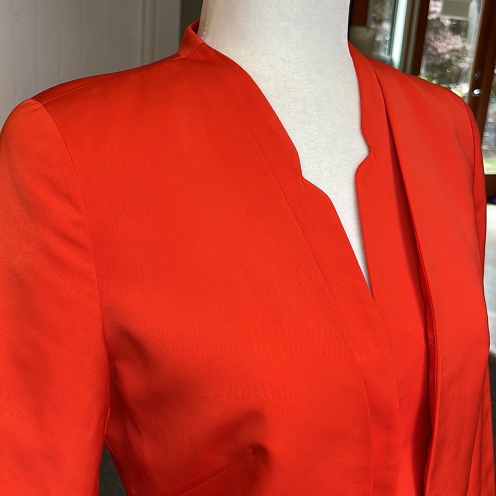 🍅Worthington Open Front Twill Blazer Jacket orange red size small